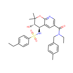 CCc1ccc(S(=O)(=O)N[C@@H]2c3cc(C(=O)N(CC)Cc4ccc(C)cc4)cnc3OC(C)(C)[C@H]2O)cc1 ZINC000029055819