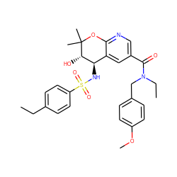 CCc1ccc(S(=O)(=O)N[C@@H]2c3cc(C(=O)N(CC)Cc4ccc(OC)cc4)cnc3OC(C)(C)[C@H]2O)cc1 ZINC000029055895