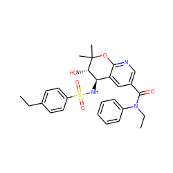 CCc1ccc(S(=O)(=O)N[C@@H]2c3cc(C(=O)N(CC)c4ccccc4)cnc3OC(C)(C)[C@H]2O)cc1 ZINC000029055683