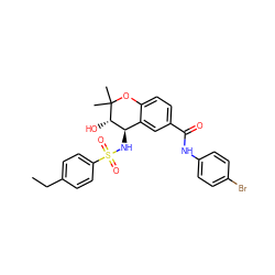 CCc1ccc(S(=O)(=O)N[C@@H]2c3cc(C(=O)Nc4ccc(Br)cc4)ccc3OC(C)(C)[C@H]2O)cc1 ZINC000029056559