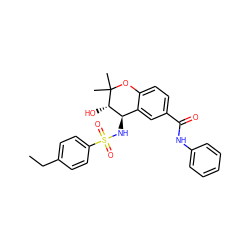 CCc1ccc(S(=O)(=O)N[C@@H]2c3cc(C(=O)Nc4ccccc4)ccc3OC(C)(C)[C@H]2O)cc1 ZINC000028706568