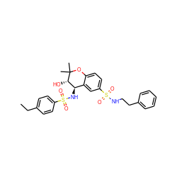 CCc1ccc(S(=O)(=O)N[C@@H]2c3cc(S(=O)(=O)NCCc4ccccc4)ccc3OC(C)(C)[C@H]2O)cc1 ZINC000028706863