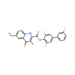 CCc1ccc2[nH]c(C(=O)Nc3c(F)cc(-c4cccc(F)c4)cc3F)c(C)c(=O)c2c1 ZINC000169350327