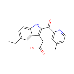 CCc1ccc2[nH]c(C(=O)c3cc(C)ccn3)c(CC(=O)O)c2c1 ZINC000082155106