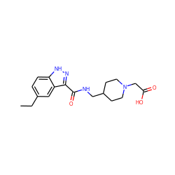 CCc1ccc2[nH]nc(C(=O)NCC3CCN(CC(=O)O)CC3)c2c1 ZINC000205786333