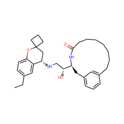 CCc1ccc2c(c1)[C@@H](NC[C@@H](O)[C@@H]1Cc3cccc(c3)CCCCCCCC(=O)N1)CC1(CCC1)O2 ZINC000096273405