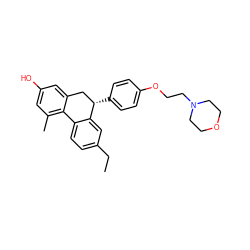 CCc1ccc2c(c1)[C@@H](c1ccc(OCCN3CCOCC3)cc1)Cc1cc(O)cc(C)c1-2 ZINC000653893479