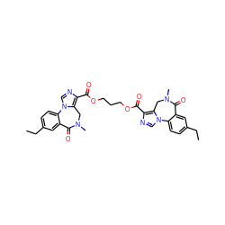 CCc1ccc2c(c1)C(=O)N(C)Cc1c(C(=O)OCCCOC(=O)c3ncn4c3CN(C)C(=O)c3cc(CC)ccc3-4)ncn1-2 ZINC000043153711