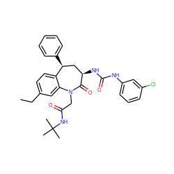 CCc1ccc2c(c1)N(CC(=O)NC(C)(C)C)C(=O)[C@H](NC(=O)Nc1cccc(Cl)c1)C[C@@H]2c1ccccc1 ZINC000027215374