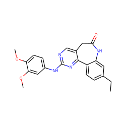 CCc1ccc2c(c1)NC(=O)Cc1cnc(Nc3ccc(OC)c(OC)c3)nc1-2 ZINC000073199294