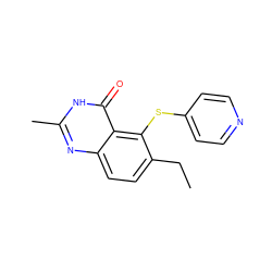 CCc1ccc2nc(C)[nH]c(=O)c2c1Sc1ccncc1 ZINC000013826157