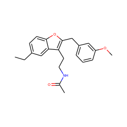 CCc1ccc2oc(Cc3cccc(OC)c3)c(CCNC(C)=O)c2c1 ZINC000013474351