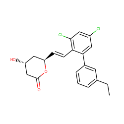 CCc1cccc(-c2cc(Cl)cc(Cl)c2/C=C/[C@@H]2C[C@@H](O)CC(=O)O2)c1 ZINC000029483705