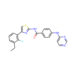 CCc1cccc(-c2csc(NC(=O)c3ccc(Nc4ccncn4)cc3)n2)c1F ZINC000028952566