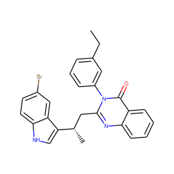 CCc1cccc(-n2c(C[C@H](C)c3c[nH]c4ccc(Br)cc34)nc3ccccc3c2=O)c1 ZINC000002013706