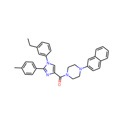 CCc1cccc(-n2cc(C(=O)N3CCN(c4ccc5ccccc5c4)CC3)nc2-c2ccc(C)cc2)c1 ZINC000040918456