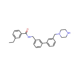 CCc1cccc(C(=O)NCc2cccc(-c3cccc(CN4CCNCC4)c3)c2)c1 ZINC000040429563