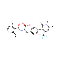 CCc1cccc(C)c1C(=O)N[C@@H](Cc1ccc(-c2c(C(F)(F)F)cc(C)n(C)c2=O)cc1)C(=O)O ZINC000034251306