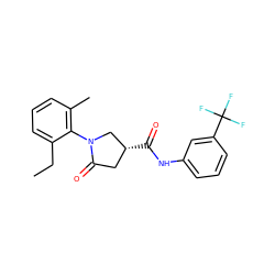 CCc1cccc(C)c1N1C[C@H](C(=O)Nc2cccc(C(F)(F)F)c2)CC1=O ZINC000205766026