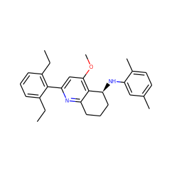 CCc1cccc(CC)c1-c1cc(OC)c2c(n1)CCC[C@@H]2Nc1cc(C)ccc1C ZINC000040412925