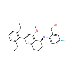 CCc1cccc(CC)c1-c1cc(OC)c2c(n1)CCC[C@@H]2Nc1ccc(F)cc1CO ZINC000040934079