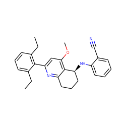 CCc1cccc(CC)c1-c1cc(OC)c2c(n1)CCC[C@@H]2Nc1ccccc1C#N ZINC000040934033