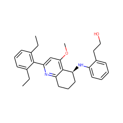 CCc1cccc(CC)c1-c1cc(OC)c2c(n1)CCC[C@@H]2Nc1ccccc1CCO ZINC000040933739