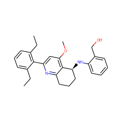 CCc1cccc(CC)c1-c1cc(OC)c2c(n1)CCC[C@@H]2Nc1ccccc1CO ZINC000040420500