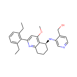 CCc1cccc(CC)c1-c1cc(OC)c2c(n1)CCC[C@@H]2Nc1cnccc1CO ZINC000040934693