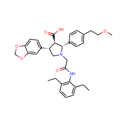 CCc1cccc(CC)c1NC(=O)CN1C[C@H](c2ccc3c(c2)OCO3)[C@@H](C(=O)O)[C@@H]1c1ccc(CCOC)cc1 ZINC000027196293