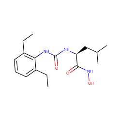 CCc1cccc(CC)c1NC(=O)N[C@@H](CC(C)C)C(=O)NO ZINC000653780368