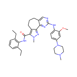 CCc1cccc(CC)c1NC(=O)c1c2c(nn1C)-c1nc(Nc3ccc(N4CCN(C)CC4)cc3OC)ncc1CCC2 ZINC000145909313