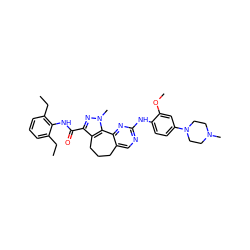 CCc1cccc(CC)c1NC(=O)c1nn(C)c2c1CCCc1cnc(Nc3ccc(N4CCN(C)CC4)cc3OC)nc1-2 ZINC000145911965