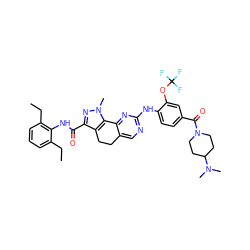 CCc1cccc(CC)c1NC(=O)c1nn(C)c2c1CCc1cnc(Nc3ccc(C(=O)N4CCC(N(C)C)CC4)cc3OC(F)(F)F)nc1-2 ZINC000072139821