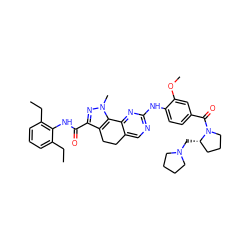 CCc1cccc(CC)c1NC(=O)c1nn(C)c2c1CCc1cnc(Nc3ccc(C(=O)N4CCC[C@@H]4CN4CCCC4)cc3OC)nc1-2 ZINC000072178494