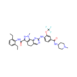 CCc1cccc(CC)c1NC(=O)c1nn(C)c2c1CCc1cnc(Nc3ccc(C(=O)NC4CCN(C)CC4)cc3OC(F)(F)F)nc1-2 ZINC000058649424