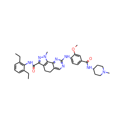 CCc1cccc(CC)c1NC(=O)c1nn(C)c2c1CCc1cnc(Nc3ccc(C(=O)NC4CCN(C)CC4)cc3OC)nc1-2 ZINC000072176004