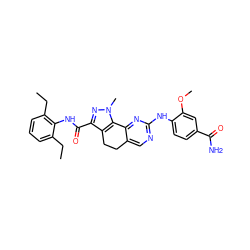 CCc1cccc(CC)c1NC(=O)c1nn(C)c2c1CCc1cnc(Nc3ccc(C(N)=O)cc3OC)nc1-2 ZINC000072175782