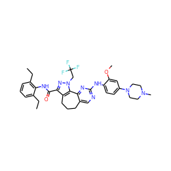 CCc1cccc(CC)c1NC(=O)c1nn(CC(F)(F)F)c2c1CCCc1cnc(Nc3ccc(N4CCN(C)CC4)cc3OC)nc1-2 ZINC000169710803