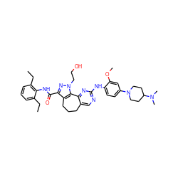 CCc1cccc(CC)c1NC(=O)c1nn(CCO)c2c1CCCc1cnc(Nc3ccc(N4CCC(N(C)C)CC4)cc3OC)nc1-2 ZINC000169710806