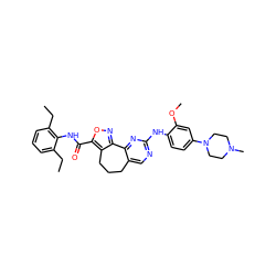 CCc1cccc(CC)c1NC(=O)c1onc2c1CCCc1cnc(Nc3ccc(N4CCN(C)CC4)cc3OC)nc1-2 ZINC000145926037