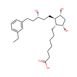 CCc1cccc(CC[C@H](O)CC[C@H]2[C@H](O)C[C@H](O)[C@@H]2CCCCCCC(=O)O)c1 ZINC000029320808