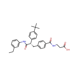 CCc1cccc(NC(=O)[C@@H](Cc2ccc(C(=O)NCCC(=O)O)cc2)c2ccc(C(C)(C)C)cc2)c1 ZINC000026172818