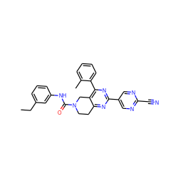 CCc1cccc(NC(=O)N2CCc3nc(-c4cnc(C#N)nc4)nc(-c4ccccc4C)c3C2)c1 ZINC000071331033