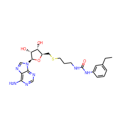 CCc1cccc(NC(=O)NCCCSC[C@H]2O[C@@H](n3cnc4c(N)ncnc43)[C@H](O)[C@@H]2O)c1 ZINC000095553824