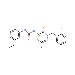 CCc1cccc(NC(=O)Nc2cc(C)cn(Cc3ccccc3Cl)c2=O)c1 ZINC000064528290