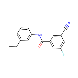 CCc1cccc(NC(=O)c2cc(F)cc(C#N)c2)c1 ZINC000058609388