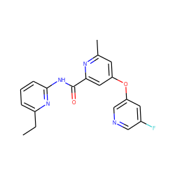 CCc1cccc(NC(=O)c2cc(Oc3cncc(F)c3)cc(C)n2)n1 ZINC000148271999