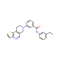 CCc1cccc(NC(=O)c2cccc(N3CCc4c(cnc5ccsc45)C3)c2)c1 ZINC001772624835