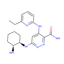 CCc1cccc(Nc2cc(N[C@@H]3CCCC[C@@H]3N)nnc2C(N)=O)n1 ZINC000095921204